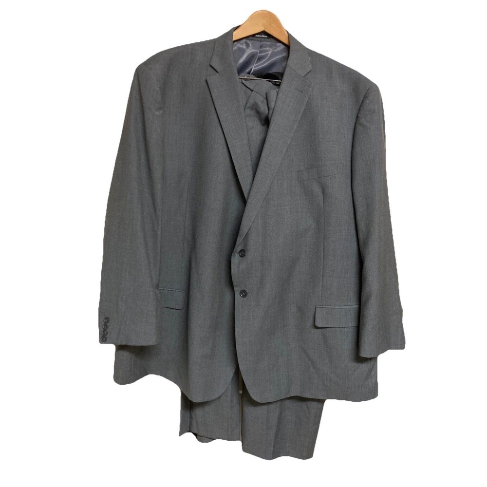 Men's Pronto Uomo 2-Piece Suit Wool Blend Gray Tag Size 60L 58x28 61L 54x28 REAL